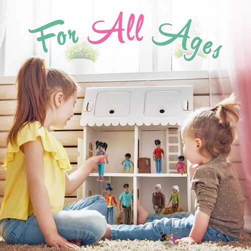 Beverly Hills Doll Collection Sweet Li'l Family Hispanic Dollhouse People Set of 9 Action Figure Set - Grandpa, Grandma, Mom, Dad, Sister, Brother, Toddler, Twin Boy & Girl