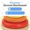 Bimi Boo Wooden Rainbow Stacking Rings for Toddlers - Ring Stacker Baby Toy with Roly-Poly Base - Montessori Early Counting Toy, Size Recognition Learning Activity - Ideal Baby Gift (5 Rings)