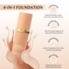 Bio Foundation 4 in 1 Light Spectrum, Color Changing Full Coverage Concealer Foundation, SPF50+ Long-Wearing & Waterproof for Sport, Dancing, Outside-30ML