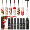 modelones 6 Color Christmas Gel Polish Nail Art Liner Set For French Tip Swirl Nails With Thin Brush Soak Off Holiday Nail Design Gift