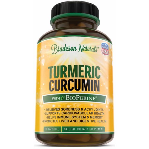 Turmeric Curcumin with BioPerine – 60 Capsules – Turmeric Root Extract, 95% Standardized Curcuminoids, Black Pepper Extract – Antioxidant & Joint Support