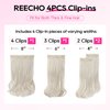 REECHO Clip in Hair Extensions, 4PCS Lace Weft Hair Extensions 14" Short Wavy Hair Extensions Invisible Hair Extensions Clip Ins Natural Soft Hairpieces for Women, Platinum Blonde