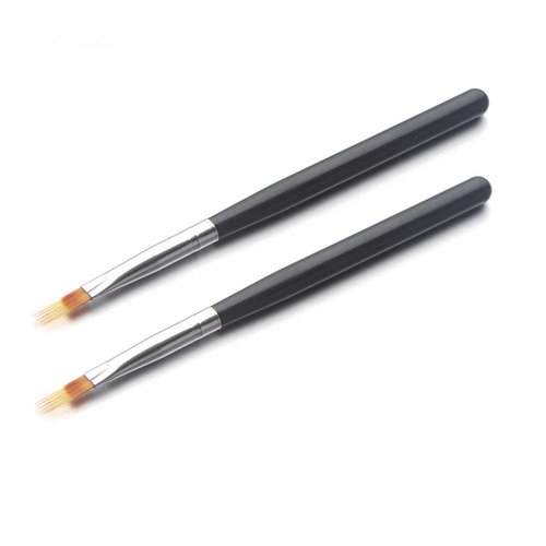 WOKOTO 2PCS Black Nail Ombre Brushes Gradient Painting Pens Brushes With Wood Handle UV Gel Nail ...