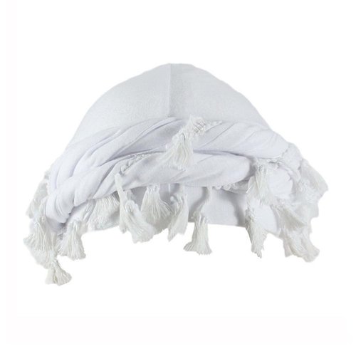 YuMENo Turban for Men Women Vintage Twist Durag Head Wraps Satin Lined Halo Turban with Tassel Waves Braids White