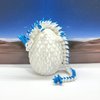 3D Printed Dragon with Dragon Egg, Articulated White and Blue Crystal Dragon, Fidget ADHD Autism Toy, Executive Desk Toy D062WB