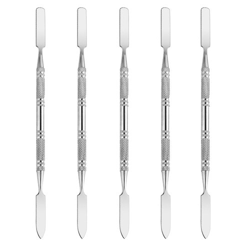 Wismee 5Pcs Makeup Spatula tool metal Set Professional Beauty Stainless Steel Cosmetics Mixer Long Metal Spatula Depotting Mixing Tool (#2)