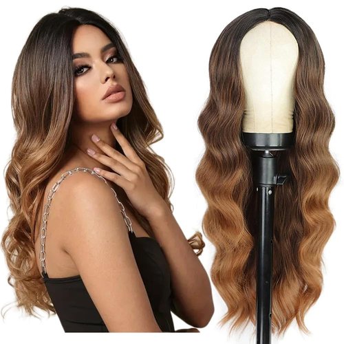 TYTYCC Long Hair Wavy Wigs for Women 26 Inch Curly Hair Wig Upgraded Protein Fiber Hair Wig Cosplay Costume Halloween Wig For Party Daily Synthetic Wigs (Ombre Orange)
