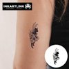 INKARTLINK Semi Permanent Tattoos, 3 Sheets of Small Temporary Tattoos, Adult Art Designs, Party Favors, Waterproof, Realistic, No Adhesive, No Reflective, Lasts 1-2 Weeks (Flower Black Cat)