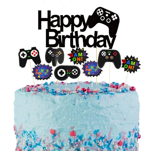 GOTPASS 11 Pcs Video Game Cake Topper Video Game Theme Cake Decoration for Man Or Kids Birthday Party Supplies