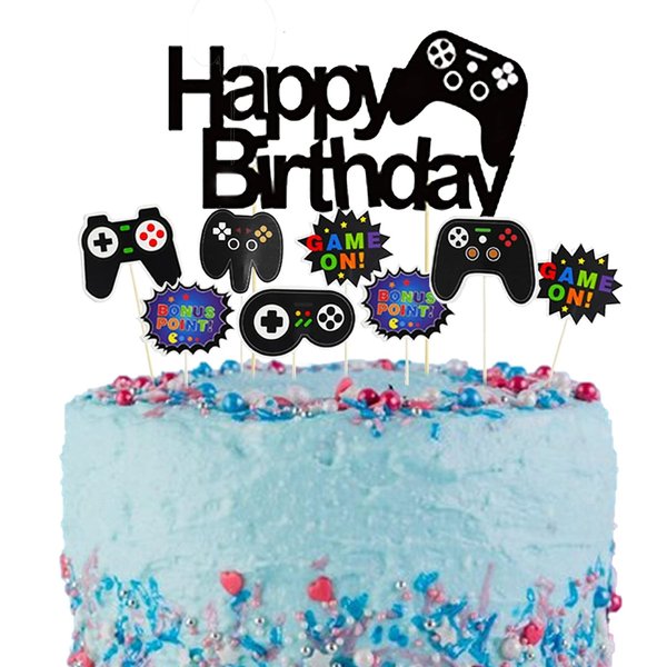 GOTPASS 11 Pcs Video Game Cake Topper Video Game Theme Cake Decoration for Man Or Kids Birthday Party Supplies