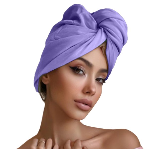 Radiant Queen -100% Cotton T-Shirt Hair Towel (Violet)+ Reduce Breakage, Frizz & Tangles + Perfect for Plopping and Curly Hair Care + Zero Microfiber + Soft + Turban Hair Wrap