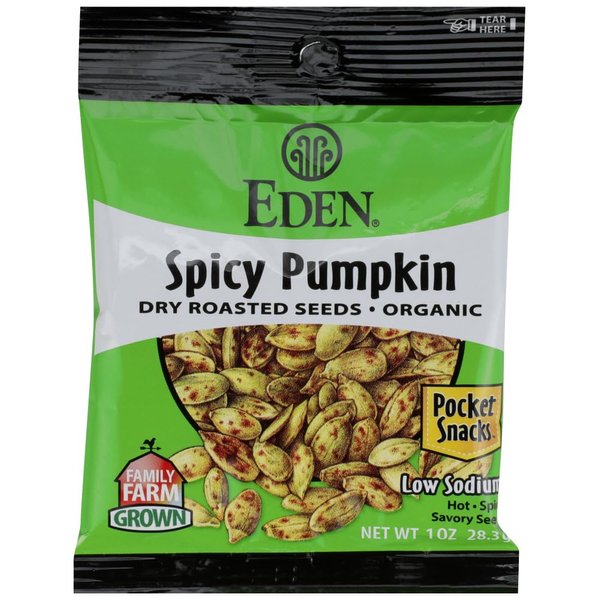 Eden Organic Spicy Pumpkin Seeds, Dry Roasted, Pocket Snacks, 1 Ounce (Pack of 12)