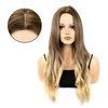 MocNeavian 24 Inches Blonde Wigs Long Wavy Wigs for Women Middle Part Ombre Blonde Wigs for Women Natural Looking Synthetic Heat Resistant Fiber Wig Women's Wigs for Daily Use Women's Charming Wigs