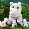 HyDren 5 Pieces Hippo Plush Toys Set Mom Hippo Stuffed Animals with 4 Small Hippo Plushies in Her Tummy Soft Cute Birthday Gifts Operation Christmas Bulk Items for Boys Girls Hippo Lovers