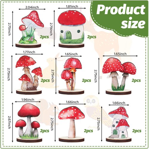 Thyle 16 Pcs Wooden Mushroom Party Decorations Fairy Forest Party Centerpieces Table Topper Wonderland Party Decor Christmas Vintage Mushroom Decor for Baby Shower Woodland Camping Birthday Party