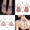 XMASIR Henna Temporary Tattoo Stickers, 12 Pair Hands Tattoo Brown Body Art Stickers Waterproof Fake Tattoos for Girls Women Party Decor (Brown)