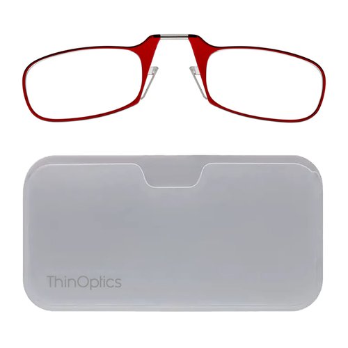 ThinOptics unisex-adult Reading Glasses + White Universal Pod Case | Red Frames, 2.50 Strength Readers Red Frames / White Case, 44 mm