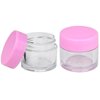 Beauticom High-Graded Quality 7 Grams/7 ML (Quantity: 12 Packs) Thick Wall Clear Plastic LEAK-PROOF Jars Container with PINK Lids for Cosmetic, Lip Balm, Lip Gloss, Creams, Lotions, Liquids