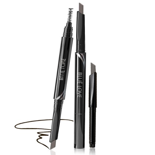 BLUE LOVE Microblading Eyebrow Pencil with Spoolie Brush, Long-Lasting Eyebrow Pen for Eyebrow Makeup, Drawing Eye Brow Pen Natural Daily Look for Women with a Replace (04 Gray)