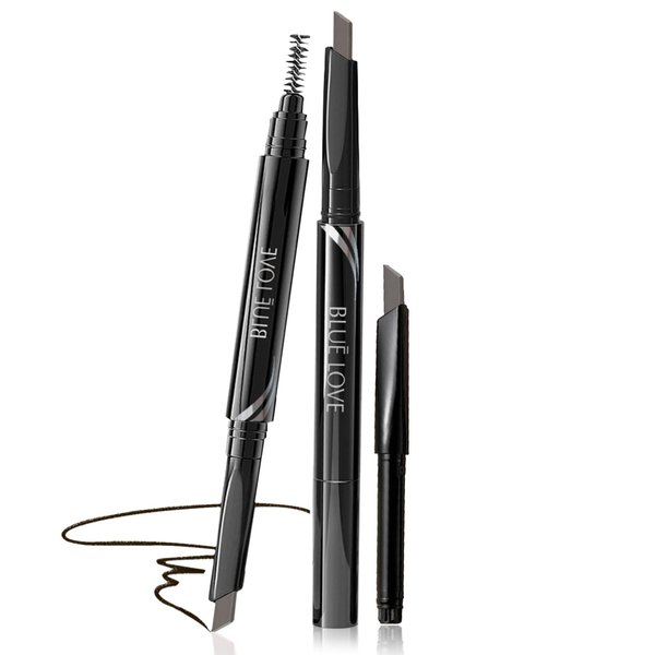 BLUE LOVE Microblading Eyebrow Pencil with Spoolie Brush, Long-Lasting Eyebrow Pen for Eyebrow Makeup, Drawing Eye Brow Pen Natural Daily Look for Women with a Replace (04 Gray)
