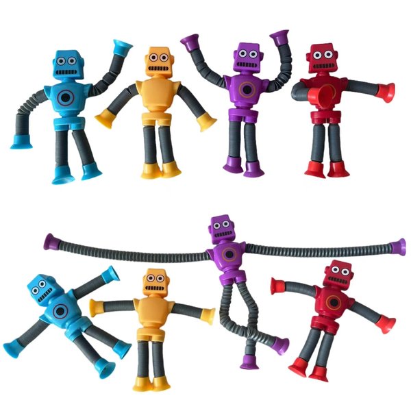 8pcs Suction Robot Toy Coolest Pop Tubes Sensory Toys for Toddlers, Educational Fidget Toys Robot,Party Favors for Anxiety Kids, Perfect Childrens Gifts for Halloween and Christmas or Parties