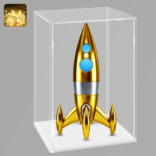 LANSCOERY Acrylic Display Case, Assemble Showcase Display Box for Collectibles, with Dustproof & Seamless Display Design, 6x6x10inch White Base