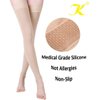KEKING® Thigh High Compression Stockings Footless, Unisex, 15-20mmHg Leg Support Compression Sleeves with Anti-Slip Silicone Band, Opaque, Treatment Swelling, Varicose Veins, Edema, DVT, Beige Small