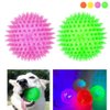 2 Pack LED Light-up Spike Ball Pet Dog Toy Rubber Flash Entertained Fetch Toy