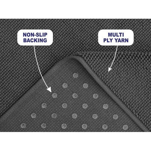 American Soft Linen Bath Rug, 17 in 24 in 100% Cotton Bath Mats Rugs for Bathroom, Non Slip Washable Shaggy Form Area Rugs, Gray Bath Rug