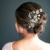 Yokawe Bridal Wedding Hair Comb Rose Gold Rhineston Bride Side Combs Crystal and Flower Hair Accessories for Women and Girls