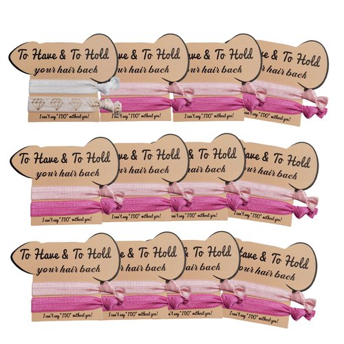 Bachelorette Party Favors: White Rose Gold Hair Ties, Hair Bands, and Card to Hold Hair Back for Bride, Bridesmaids, Bridal Shower, and Wedding Decorations