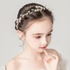 AIUPUOC Flower Girl Headpiece Wedding Hair accessory Exquisite White Flower Girl Headband Flower Crown for Girls Birthday Party Flower Girl Crown Photography Props 1Pcs