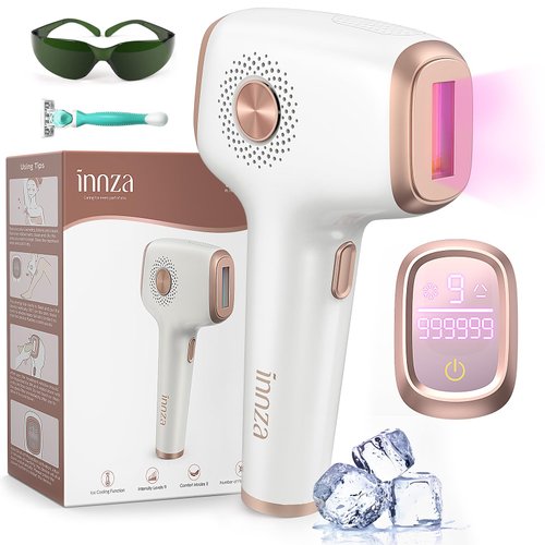 INNZA Laser Hair Removal with Ice Cooling Care Function for Women Permanent,999,999 Flashes Painless IPL Hair Remover, Hair Removal Device for Armpits Legs Arms Bikini Line (1-White)