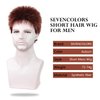 SEVENCOLORS Mens Wig Short Auburn Wigs for Men Male Natural Straight Hair Synthetic Wigs Lightweight Buzz Cut Cosplay Daily Wig