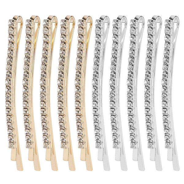 20 Pieces Rhinestone Bobby Pins Crystal Hair Clips Gold and Silver Diamond Hair Pin Sparkling Hair Barettes Sytling Decorative Accessories for Women and Girls