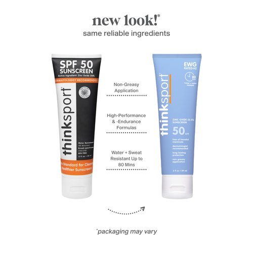 Thinksport SPF 50 Mineral Sunscreen – Safe, Natural Sunblock for Sports & Active Use - Water Resistant Sun Cream –UVA/UVB Sun Protection – Vegan, Reef Friendly Sun Lotion, 3 Fl Oz (Pack of 1)
