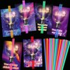 50 Pcs Glow Sticks with Valentines Day Gift Cards for Kids, Glow Stick with 24 Pcs Valentines Day Greeting Cards, Classroom Exchange Cards School Prize Party Favor Supplies for Boys Girls