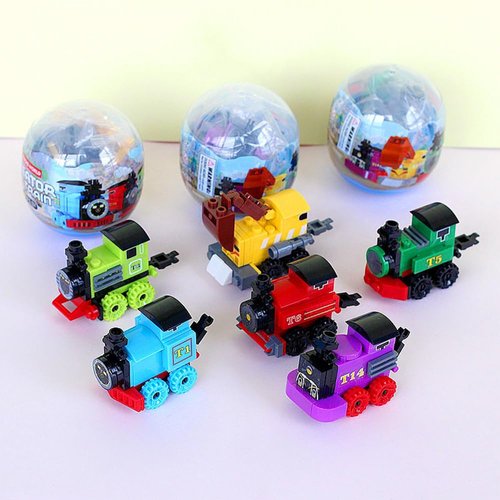 ENHANA 12PCS Train Toys Eggs Sets, Eggs Building Gift Easter Eggs with Train Building Blocks for Kids Easter Basket Gifts, Easter Basket Filler, Easter Egg Hunt Prize Toys