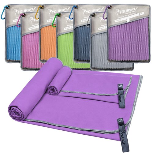 SYOURSELF 2 Pack Microfiber Camping Towel, Quick Dry Towel, Soft Absorbent Compact Travel Gym Workout Sweat Towel for Beach Yoga Swim Travel Camping Hiking Backpack Essentials (XL:72"x32"+12"x24")