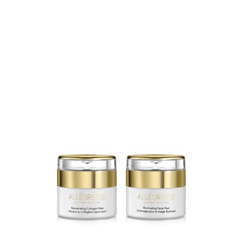 Allegresse 24 Karat Rejuvenate Illuminate Facial Peel and Collagen Mask | Reducing Lines and Wrinkles | Smooth Texture & Glowing Finish | For All Skin Types | 2 Piece Set