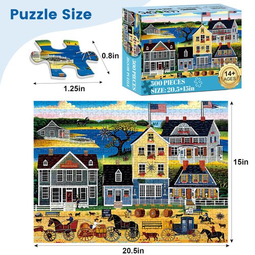 500 Pieces Puzzle for Adults, Fall Puzzle, Autumn Puzzle, Funny Puzzle for Adults, Challenging Game Home Decor Birthday Party Gift Toy for Adults Kids Seniors 20.5×15 inch