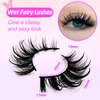 7 Pairs Manga Lashes Wet Look 16mm Flu-ffy D Curl Lashes Volume Spiky Lashes Dramatic Cosplay Lashes Wispy Fairy Lashes Faux Mink False Eyelashes Japanese Korean Lashes(S22)