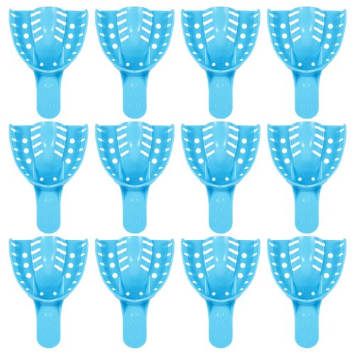 JMU Dental Impression Tray,Bag of 12 Perforated Disposable Trays,3 Medium Upper