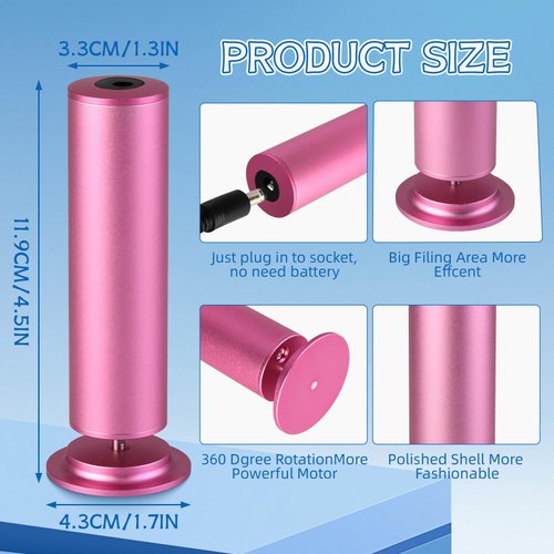Electric Foot File Callus Remover, Dermave Electric Foot Callus Remover, Electric Foot File, Speed Adjustable Foot File with 60pcs Sanding Discs Dead Cracked Skin Calluses for Men and Women (Pink)