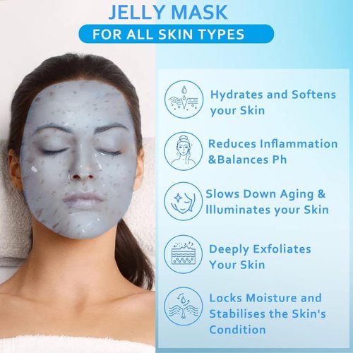 The Arcilas Novacain Jelly Mask for Facials Professional Natural Gel Face Masks,Hydrating Rubber Mask, 23 Fl Oz Jar Face Mask SkinCare (Glowing Biotin) and Mixing Bowl Set