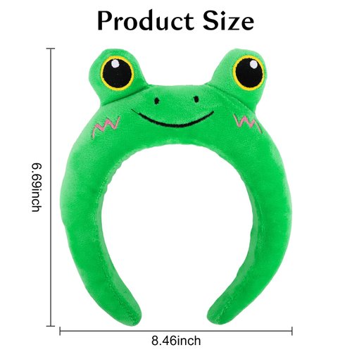 YARIEW Frog Ears Headband Plush Animal Ears Headband Frog Headband Spa Face Wash Headband Cute Ears Head Band Frog Costume Party Hair Accessories for Adult Women Kids