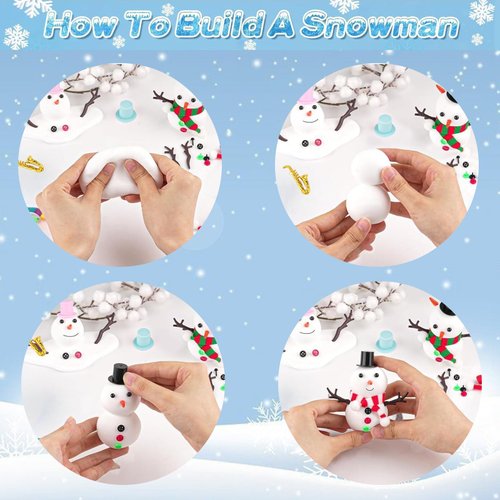 12 Pack Build a Snowman Kit Snowman Crafts, Modeling Clay Snowman DIY Kit for Kids, Christmas Stocking Stuffers for Kids, Christmas Crafts Xmas Gift (Build Snowman Kit)