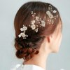 Soulshow 3 Pieces Vintage Pearl Gold Bridal Hair Pins for Women Handmade New Material Polymer Clay Flower Wedding Hair Pins Bridal Hair Accessories