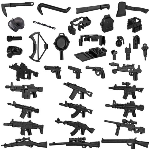 HIMIRICH 38 Pcs WW2 Military Weapons Pack Soldier Style Weapon Accessories, Army Gun Sets Toys Compatible with Classic Building Blocks for Children Age 6 to 15 Years