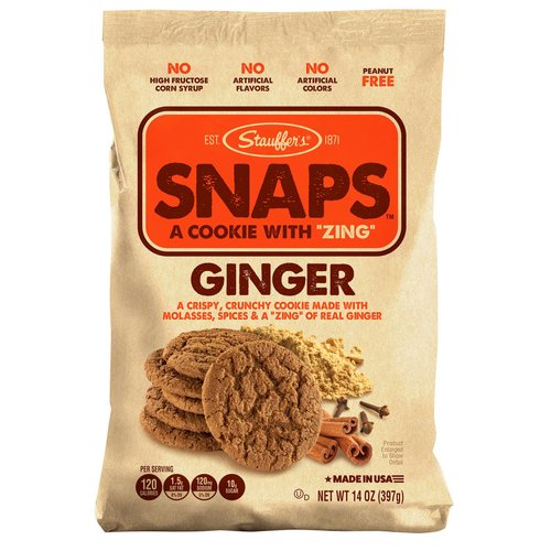 STAUFFERS Ginger SNAPS Cookies - 14oz Bag - Ginger Flavored Cookies with No High Fructose Corn Syrup, Artificial Flavors or Colors